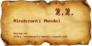 Mindszenti Mendel névjegykártya